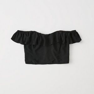 A&F black off the shoulder ruffle crop top